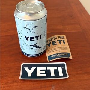 NWT YETI Wildlife Design Stash Can Cooler & sticker